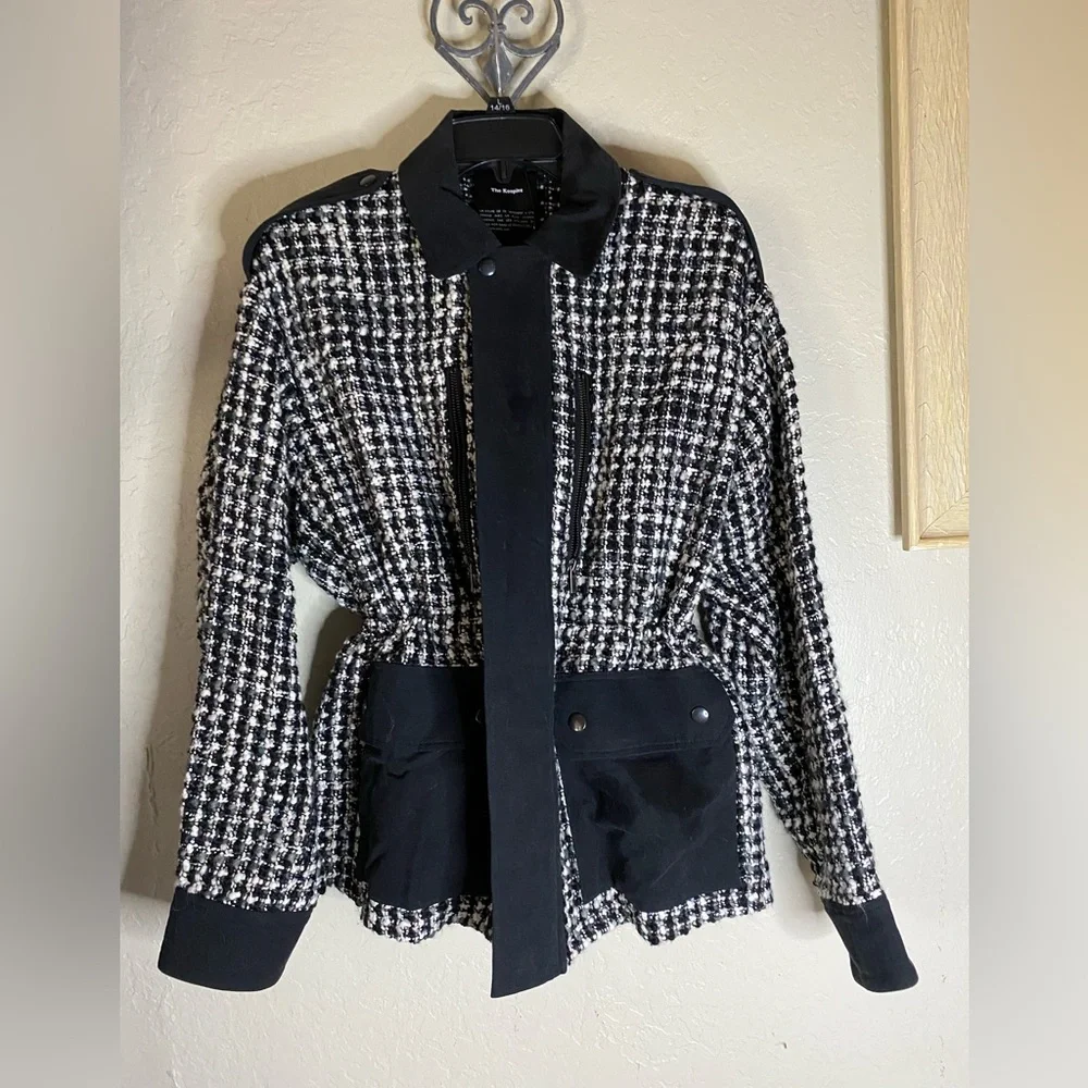 Final CCO📍🔥THE KOOPLES GARDEN TWEED BLACK, GRAY RELAXED FIT JACKET BIG POCKETS - Picture 3 of 17